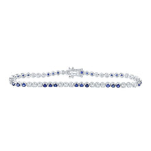 Load image into Gallery viewer, 14kt White Gold Sparkling Round White Sapphire Diamond Tennis Bracelet 3-1/3 Cttw - Top View