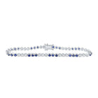 14kt White Gold Sparkling Round White Sapphire Diamond Tennis Bracelet 3-1/3 Cttw - Top View