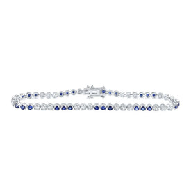 14kt White Gold Sparkling Round White Sapphire Diamond Tennis Bracelet 3-1/3 Cttw - Top View