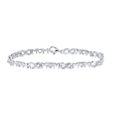 Load image into Gallery viewer, Heartfelt Love: Sterling Silver Diamond Mom Heart Link Bracelet  Top View from Splendid Jewellery