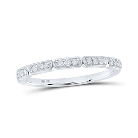 Brilliant Elegance: 10kt White Gold Women's Round Diamond Stackable Band Ring - Splendid Jewellery