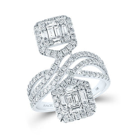 Brilliant Elegance: 14kt White Gold Baguette Diamond Fashion Ring - Top View