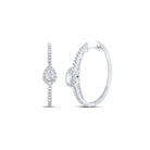 Brilliant Pear Diamond Hoop Earrings - 14kt White Gold Elegance - Splendid Jewellery