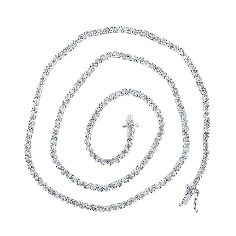 Brilliant White Gold Diamond Tennis Chain Necklace - 3.25 Carat Total Weight - Splendid Jewellery