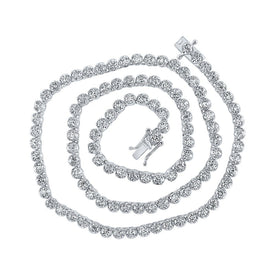 Brilliant White Gold Diamond Tennis Chain Necklace for Men - 9 Carat Total Weight - Splendid Jewellery