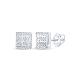 Brilliant White Gold Square Diamond Earrings - 1/3 Cttw - Exquisite Men's Jewelry - Splendid Jewellery
