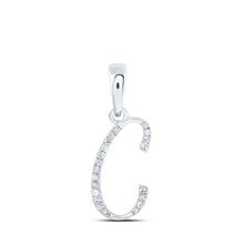 Load image into Gallery viewer, C Initial Diamond Initial Pendant | 10kt White Gold Womens Round Diamond C Initial Letter Pendant 1/20 Cttw | Splendid Jewellery - Splendid Jewellery