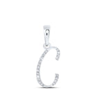 C Initial Diamond Initial Pendant | 10kt White Gold Womens Round Diamond C Initial Letter Pendant 1/20 Cttw | Splendid Jewellery - Splendid Jewellery