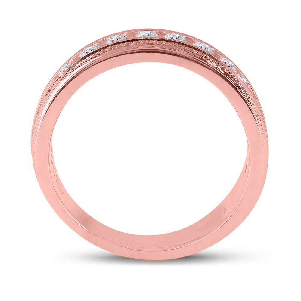 Captivating 10kt Rose Gold Men's Diamond Wedding Band Ring - 1 Cttw - Splendid Jewellery
