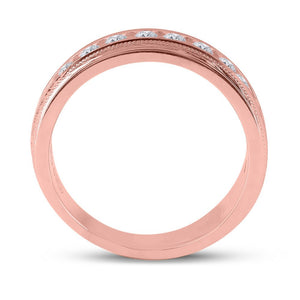 Captivating 10kt Rose Gold Men's Diamond Wedding Band Ring - 1 Cttw - Splendid Jewellery