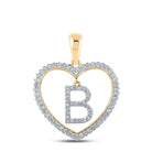 Captivating 10kt Yellow Gold Diamond Heart B Initial Pendant - Splendid Jewellery