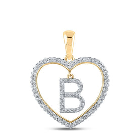 Captivating 10kt Yellow Gold Diamond Heart B Initial Pendant - Splendid Jewellery