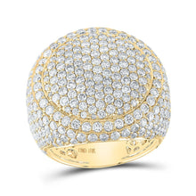 Load image into Gallery viewer, Captivating 10kt Yellow Gold Men's Round Diamond Circle Pave Cluster Ring - 8 - 1/4 Cttw - Splendid Jewellery