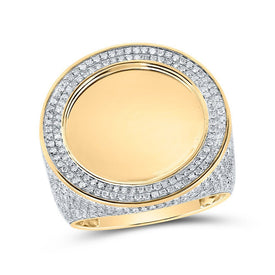 Captivating 10kt Yellow Gold Men's Round Diamond Memory Circle Ring - 1 - 1/2 Cttw - Splendid Jewellery