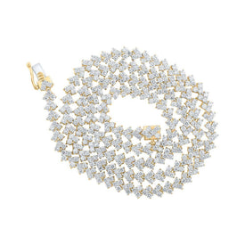 Captivating 10kt Yellow Gold Round Diamond Link Chain Necklace for Men - 13 Cttw - Splendid Jewellery