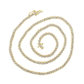 Captivating 10kt Yellow Gold Round Diamond Tennis Chain Necklace for Men - 2 - 7/8 Cttw - Splendid Jewellery