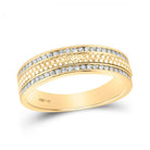 Captivating 14kt Yellow Gold Men's Diamond Hammered Inlay Wedding Band Ring - 1/3 Cttw - Splendid Jewellery