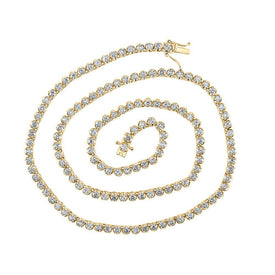 Captivating 14kt Yellow Gold Men's Round Diamond Tennis Chain Necklace - 6 - 7/8 Cttw - Splendid Jewellery