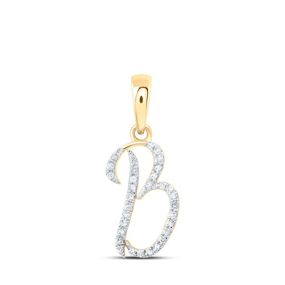 Captivating B Initial Diamond Pendant in 10kt Yellow Gold - Splendid Jewellery