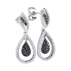 Captivating Black and White Diamond Dangle Earrings in 10kt White Gold  Top View from Splendid Jewellery