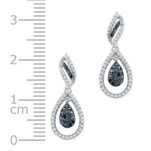 Captivating Black and White Diamond Dangle Earrings in 10kt White Gold - Splendid Jewellery