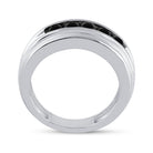 Captivating Black Diamond Channel Set Men's Ring in 10kt White Gold - 1 Cttw - Splendid Jewellery