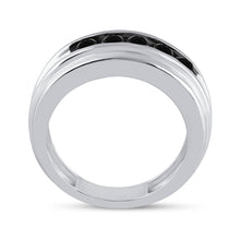 Load image into Gallery viewer, Captivating Black Diamond Channel Set Men's Ring in 10kt White Gold - 1 Cttw - Splendid Jewellery