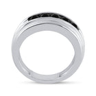 Captivating Black Diamond Channel Set Men's Ring in 10kt White Gold - 1 Cttw - Splendid Jewellery