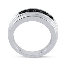 Load image into Gallery viewer, Captivating Black Diamond Channel Set Men&#39;s Ring in 10kt White Gold - 1 Cttw  Side View 2 from Splendid Jewellery