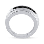 Captivating Black Diamond Channel Set Men's Ring in 10kt White Gold - 1 Cttw  Side View 2 from Splendid Jewellery