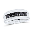 Captivating Black Diamond Channel Set Men's Ring in 10kt White Gold - 1 Cttw - Splendid Jewellery