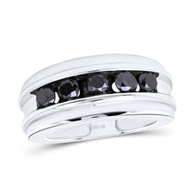 Load image into Gallery viewer, Captivating Black Diamond Channel Set Men's Ring in 10kt White Gold - 1 Cttw - Splendid Jewellery