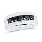 Captivating Black Diamond Channel Set Men's Ring in 10kt White Gold - 1 Cttw - Splendid Jewellery