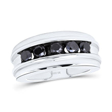 Load image into Gallery viewer, Captivating Black Diamond Channel Set Men&#39;s Ring in 10kt White Gold - 1 Cttw  Top View from Splendid Jewellery