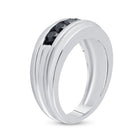Captivating Black Diamond Channel Set Men's Ring in 10kt White Gold - 1 Cttw - Splendid Jewellery