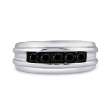 Load image into Gallery viewer, Captivating Black Diamond Channel Set Men's Ring in 10kt White Gold - 1 Cttw - Splendid Jewellery