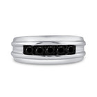 Captivating Black Diamond Channel Set Men's Ring in 10kt White Gold - 1 Cttw - Splendid Jewellery