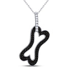 Captivating Black Diamond Dog Bone Pendant in 10kt White Gold - Splendid Jewellery