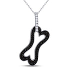 Captivating Black Diamond Dog Bone Pendant in 10kt White Gold - Splendid Jewellery