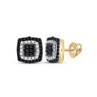 Captivating Black Diamond Square Earrings in 10kt Yellow Gold - Splendid Jewellery