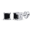 Captivating Black Princess - Cut Diamond Solitaire Earrings in 10kt White Gold - Splendid Jewellery