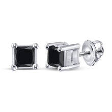 Load image into Gallery viewer, Captivating Black Princess - Cut Diamond Solitaire Earrings in 10kt White Gold - Splendid Jewellery