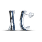 Captivating Blue and Black Diamond Half J Hoop Earrings  Top View from Splendid Jewellery