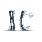 Captivating Blue and Black Diamond Half J Hoop Earrings - Splendid Jewellery