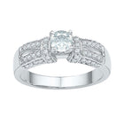 Captivating Blue Brilliance: 10kt White Gold Womens Round Lab - Created Sapphire Solitaire Ring - Splendid Jewellery