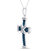 Load image into Gallery viewer, Captivating Blue Diamond Roman Cross Pendant  Side View from Splendid Jewellery