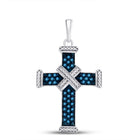Captivating Blue Diamond Roman Cross Pendant - Splendid Jewellery