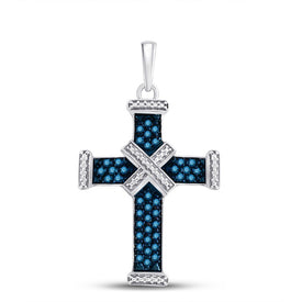 Captivating Blue Diamond Roman Cross Pendant - Splendid Jewellery