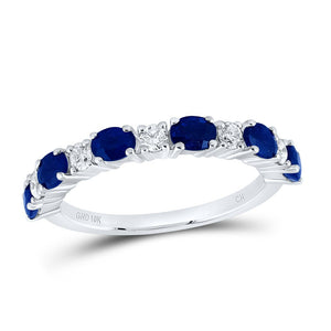 Captivating Blue Sapphire and Diamond Alternating Band Ring - Splendid Jewellery