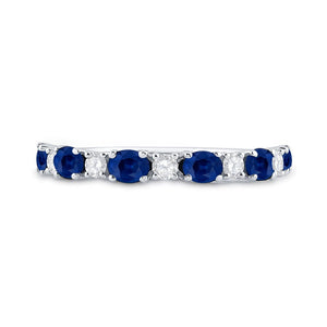 Captivating Blue Sapphire and Diamond Alternating Band Ring - Splendid Jewellery